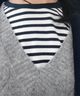 无印良品（MUJI）女式 双罗纹编织 圆领长袖T恤 上衣打底衫女装25年秋季 黑色条纹 L (165/88A) 实拍图