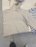 papa爬爬秋冬儿童高领波波绒打底衫条纹洋气保暖男女宝宝长袖上衣 米白-小高领 120 cm 实拍图