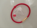 周大福 男款 不锈钢扣手绳/皮绳 红色 20cm YB19 实拍图