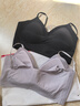 氧心（YANGXIN）两件装内衣女夏季无痕聚拢文胸无钢圈背心吊带运动女士胸罩美背 黑色+浅紫【吊带款】 XL 实拍图