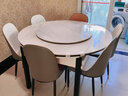 丰舍 餐桌 岩板实木餐桌椅组合现代简约家用小户型餐台可伸缩折叠饭桌 1.35米黑白色【雪山白岩板】 一桌六椅 实拍图