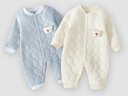 婧麒（JOYNCLEON）婴儿连体衣保暖秋装夹棉婴幼儿宝宝衣服秋冬季新生爬服薄棉套装 蓝色 73cm 实拍图