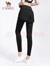 骆驼（CAMEL）弹力假两件健身裤女高腰紧身跑步长裤 Y23BA4L0029A 幻影黑  XL 实拍图