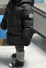 保姆鹅  【风墙】儿童羽绒服宝宝中长款护脸加厚外套保暖童装[NG2664] 炭黑 110 实拍图