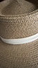 平沿帽子女夏夏天平顶草帽沙滩法式度假遮阳防晒巴拿马编织礼帽子 卡其黑带 头围56-58cm 实拍图