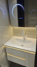 浴百家橡木浴室柜陶瓷一体盆奶油风卫生间洗手洗脸盆柜组合洗手盆洗漱台 70-79cm月亮镜款/尺寸备注 实拍图