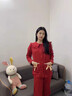 猫人结婚睡衣女新婚情侣纯棉套装红色本命年喜庆长袖家居服男新款 【女款】满心欢喜 L 【男女码，建议重100-120斤】 实拍图
