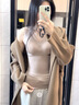 婷美（GRACEWELL）保暖塑形背心内磨毛免穿文胸打底衫秋冬内搭无痕美背内衣燕麦色L 实拍图
