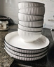 传旗 餐具套装 简约纯白釉下彩陶瓷碗碟 28头 黑线竖纹 适用3-6人 实拍图