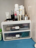京东物流 化妆品收纳盒梳妆台置物架桌面高级感整理抽屉柜 中号3层（2层抽屉+1层顶部置物架） 【新人专享】 透明白 实拍图