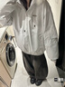 F426【赵露思同款】新国标90绒加厚大毛领工装派克连帽羽绒服 白灰色 预售 M 实拍图