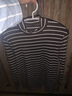 无印良品（MUJI）女式 起毛罗纹编织半高领长袖T恤 上衣打底衫女款内搭春秋女装 炭灰色条纹 M （160/84A） 实拍图