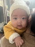 兔兔大文婴儿帽子秋冬季小月龄0-6-12个月保暖3岁男女宝宝护耳毛绒套头帽 小球米白色+包头弹力好 头围38-48cm（建议0-2岁） 实拍图