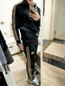 阿迪达斯（adidas）运动套装男秋冬跑步运动套装防风夹克直筒裤两件套 黑白 S 实拍图
