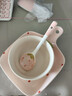 草莓陶瓷碗勺家用高颜值米饭碗少女心甜品碗釉下彩餐具套装 【3件套】浅粉草莓手柄盘+碗+勺 实拍图