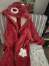 加厚草莓熊睡袍睡衣爆款珊瑚绒毛毛连帽可爱超萌秋冬睡衣家居服 草莓熊红色 XL（165-170cm-120-140斤） 实拍图