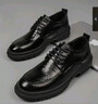 XO皮鞋男【牛皮】2025秋冬正装商务男鞋系带德比鞋西装鞋 黑色 42 实拍图