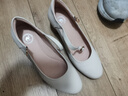 骆驼牌 女鞋牛皮舒软粗跟休闲单鞋时尚玛丽珍鞋 P23A155036 米白 38 实拍图