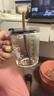 舒齐儿童牛奶杯带刻度硅胶吸管玻璃水杯宝宝冲泡奶粉杯带把手独角兽款 实拍图
