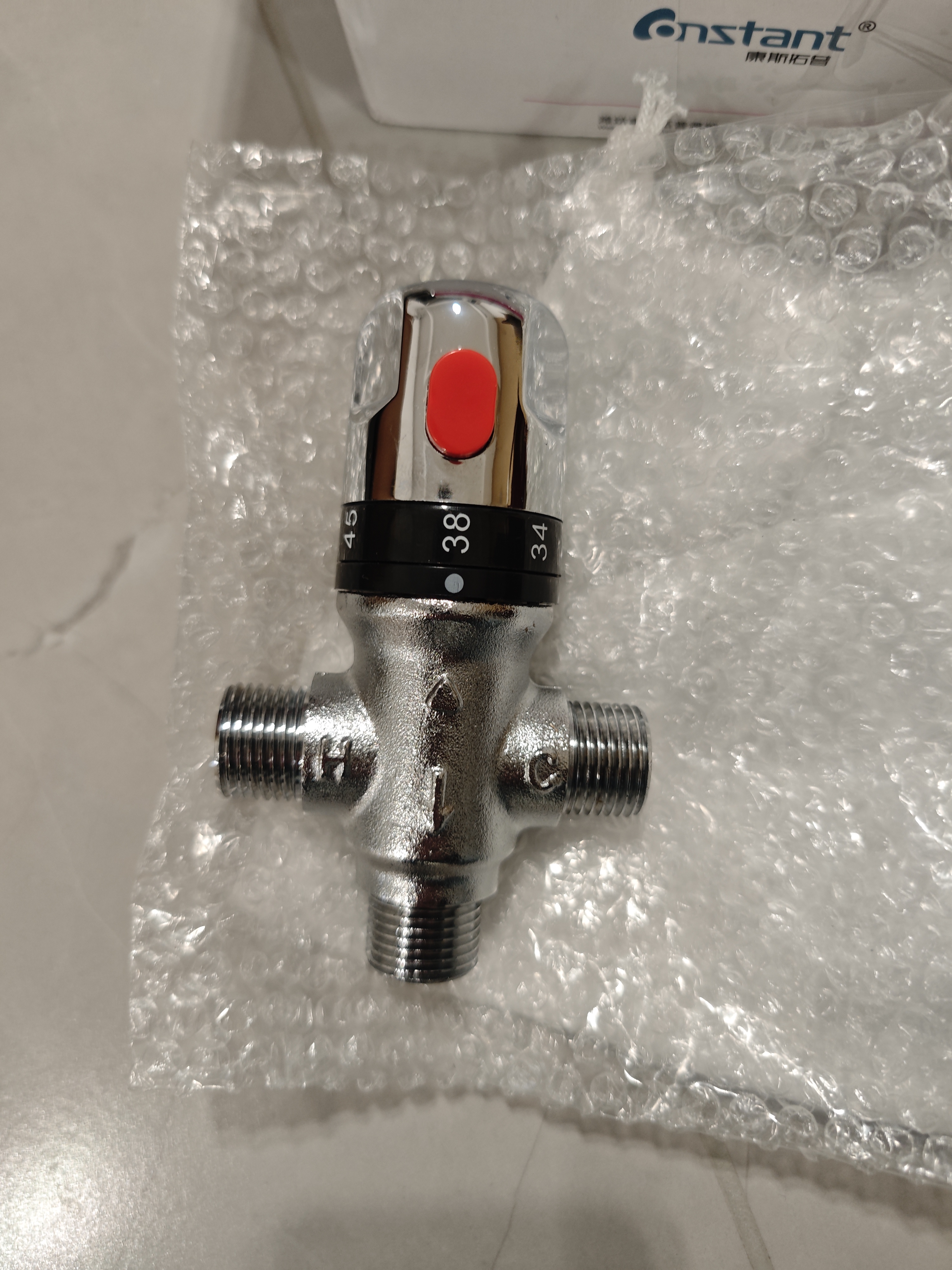 康斯拓普全铜管道恒温阀明装太阳能混水阀热水器温控阀自动智能冷热水调温 新款G3电镀4分口 实拍图