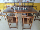 赣荣实木原木大板茶桌椅组合一桌五椅新中式简约茶几办公室家用泡茶台 抽屉款石盘大板1官帽椅4月牙椅 1.6米新中式四抽屉款 实拍图