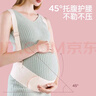 婧麒（JOYNCLEON）托腹带孕妇专用孕中晚期产前收腹带透气高弹护腰挎肩式背带保胎带 灰色 L 实拍图