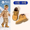 英贝米尼儿童马丁靴男童短靴宝宝鞋子2025秋冬新款大黄靴女童靴子宝宝童鞋 驼色【冬季棉靴  加绒保暖】 26 码内长16.8CM适合脚长约16.3CM 实拍图