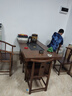 赣荣实木原木大板茶桌椅组合一桌五椅新中式简约茶几办公室家用泡茶台 抽屉款石盘大板1围椅4月牙椅 1.6米新中式四抽屉款 实拍图