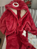 加厚草莓熊睡袍睡衣爆款珊瑚绒毛毛连帽可爱超萌秋冬睡衣家居服 草莓熊红色 XL（165-170cm-120-140斤） 实拍图