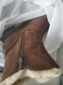 达芙妮雪地靴女加绒加厚东北大棉鞋厚底短靴子女 4023608073 棕色 38  实拍图