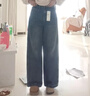 热风女士直筒牛仔裤春秋新款复古百搭深色直筒显瘦牛仔阔腿裤 27深兰 26 实拍图