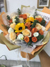 插画鲜花速递向日葵玫瑰混搭花束送女友老婆生日礼物全国同城配送 向日葵香槟混搭花束 实拍图