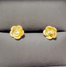 周六福玫瑰花3D硬金黄金耳钉女足金生日礼物定价AD090254 一对约1.27g 实拍图