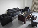 华懿办公沙发现代简约办公室沙发会客商务接待真皮大黑牛沙发茶几组合 3+1+1【猫抓皮】 实拍图