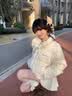 鲁雅尔韩系设计感波点毛领棉服女秋冬季甜美风加绒加厚棉袄外套短款棉衣 白色 L 实拍图
