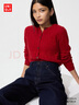 优衣库女装纽花圆领针织开衫/毛衣外套空调衫通勤秋冬新款481477 16 红色 L 实拍图