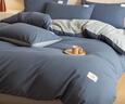 海澜之家（HLA）A类纯棉四件套100全棉床上用品四件套亲肤被套学生宿舍床单三件套 深空蓝+水蓝- 100%全棉水洗棉 四件套被套200*230 床单款 230*250 实拍图