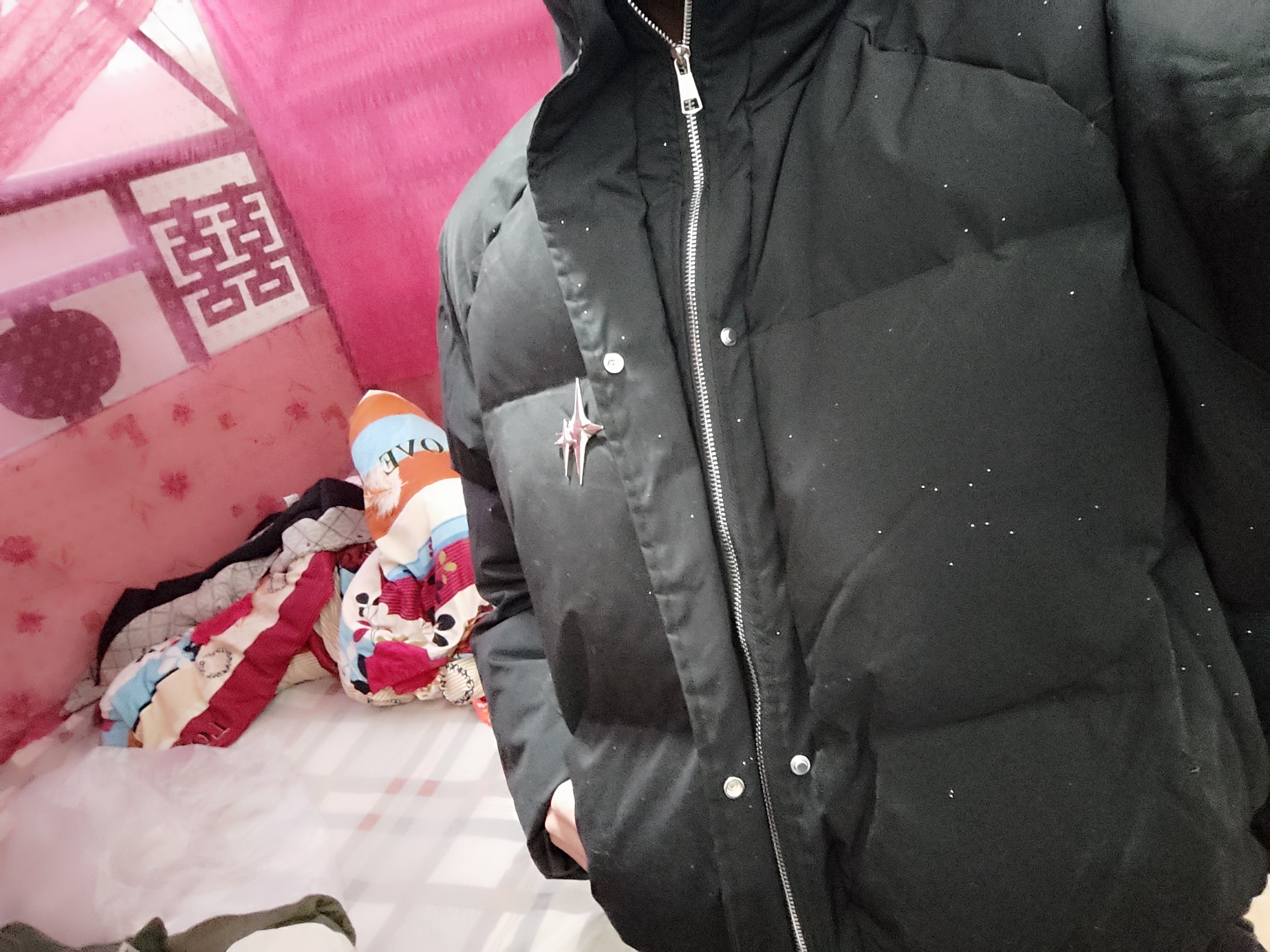 轩森图（XUANSENTU）美式黑色羽绒棉服男款冬季加厚满天星外套欧美高街情侣面包服棉袄 MY05黑色 3XL 实拍图