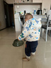 婧麒（JOYNCLEON）儿童棉服男女童装宝宝秋冬季婴儿衣服棉服加厚外出棉袄加绒外套 白色恐龙 90 cm 实拍图