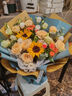 艾斯维娜鲜花速递向日葵混搭花束生日礼物全国同城配送 向日葵香槟韩式花束 实拍图