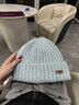 法派大头围粗毛线帽子女秋冬季宽松保暖冷帽显脸小针织护耳帽 蓝色 实拍图