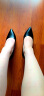 米维兰羊皮高跟鞋女细跟尖头工作中跟礼仪皮鞋黑色职业面试单鞋大码女鞋 黑色（10厘米高） 33 实拍图