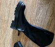 百丽（Belle）金晨明星同款厚底小V靴弹力靴女冬季商场款长靴B9D1DDG4 黑仙草（微光皮面）【周雨彤同款】 37 (235mm) 实拍图