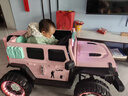 爵士酷派牧马人儿童电动车可坐大人宝宝四驱越野车男女孩遥控玩具电动汽车 至尊+粉色+皮座+发光软轮+12V14A超威电瓶 实拍图