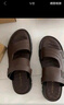 红蜻蜓凉鞋男鞋轻便拖鞋夏季牛皮沙滩鞋露趾透气两穿WTT22118J棕色39 实拍图