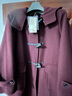 无印良品（MUJI）女式 羊毛混牛角扣大衣长款连帽毛呢呢子外套秋冬季外衣女装 深紫红色 L (165/88A) 实拍图