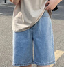浪莎五分牛仔短裤女夏季2025新款直筒港味高腰宽松显瘦a字阔腿中裤潮 实拍图