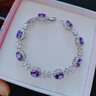 XUPING旭平首饰合金时尚【四叶花】彩宝系列镶嵌人造石手链送礼饰品 紫色 实拍图