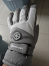 目丸保暖手套男女户外冬天骑行防寒风加绒厚触屏女防水冬季棉滑雪手套 1#雪花圆标浅灰色（拼色女款） 实拍图