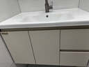 欧派浴室柜陶瓷一体盆奶油风洗脸盆柜卫生间洗漱台洗手盆柜组合卫浴柜 奶油白 智能镜柜款80cm 实拍图